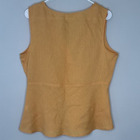 J JILL Sleeveless Top in Saffron 100% LINEN Size 14 - Picture 2 of 10